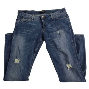Levis Too Superlow 524 Jeans Medium Wash Blue Distressed Womens Denim